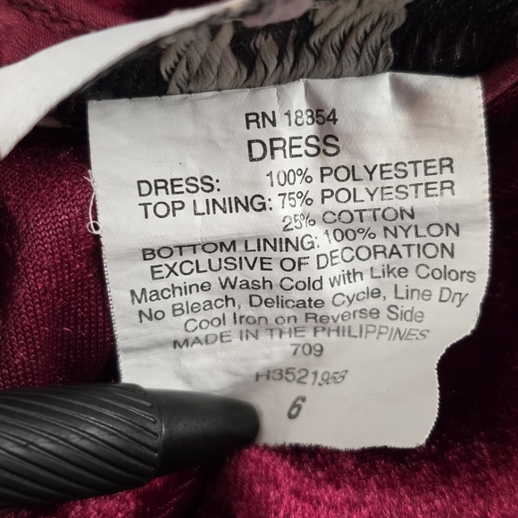 Rare Editions Velvet Holiday Dress Burgundy Lace Rosette Trim Girls Size 6 - Picture 8 of 8